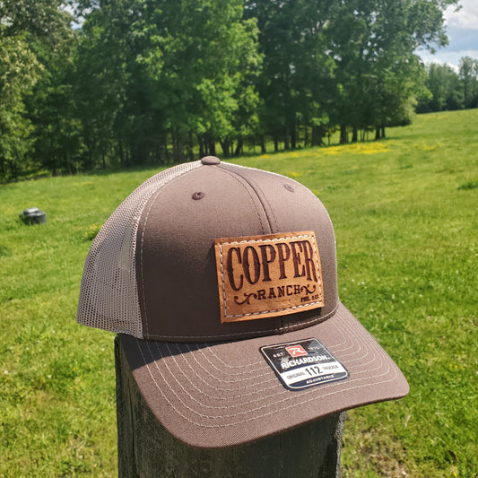 Copper Ranch (Text Only) Rectangle Leather Patch Hat